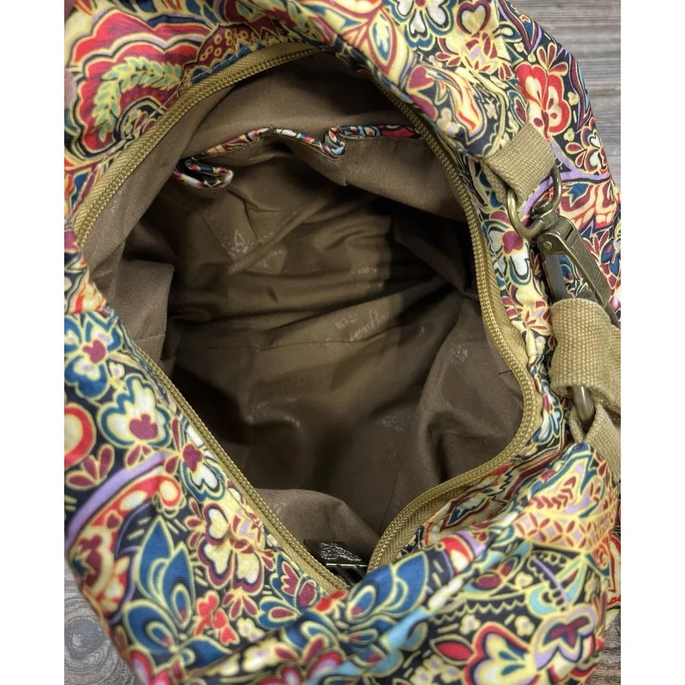 Black Butterfly Bohemian Style Canvas‎ Sling Backpack Multicolor Paisley Floral